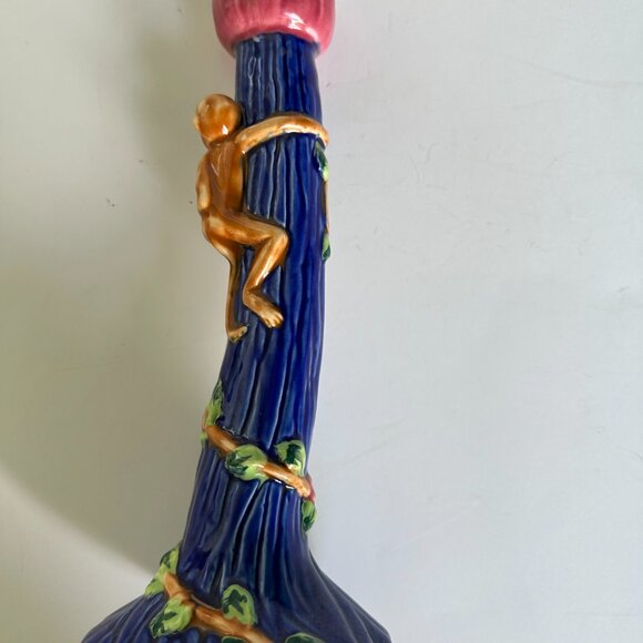 Belle Casa Candle Holder Tropical Theme, Monkey Claimbing Branch, By Ganz - Picture 4 of 5